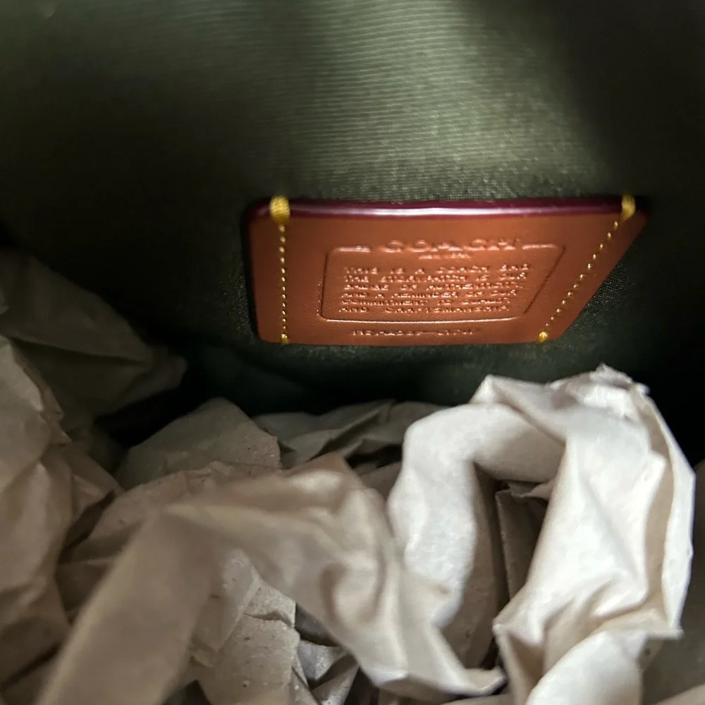 Coach bright Olive Green Pebbled Leather Shoulder Bag